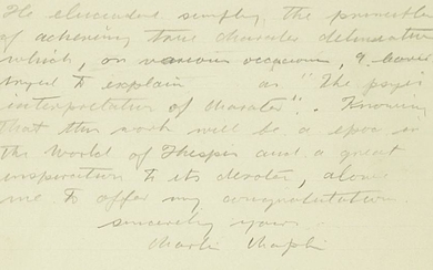 Charlie Chaplin: An original handwritten letter and original typed letter to Elizabeth Reynolds Hapgood