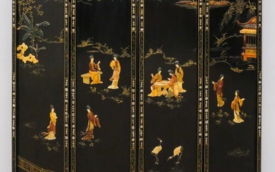 Chinese Black Lacquer Screen
