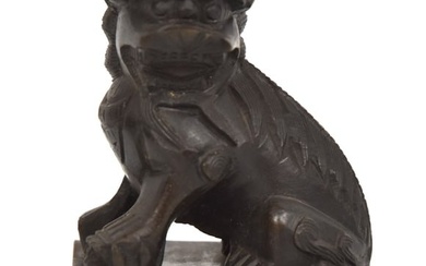 Chinese Bronze Foo Lion on Plinth