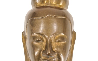 Chinese Bronze Guanyin Head