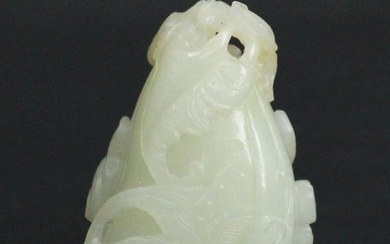 Chinese Carved Jade Gourd with a Butterfly.