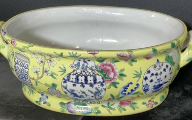 Chinese Porcelain Foot Bath Planter, Hand Painted