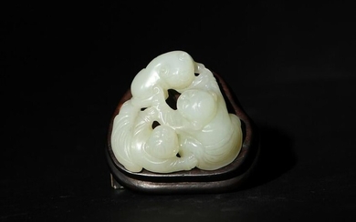 Chinese White Jade Toggle with Stand, 18th Century