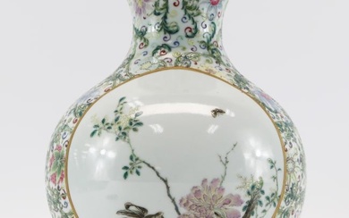Chinese famille rose porcelain vase, qianlong mark