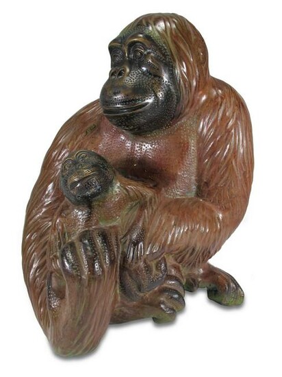 Chinese painted bronze monkees sculpture