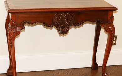 Chippendale Style Mahogany Console Table, Modern, H 31", L 40", D 16"