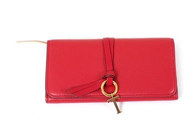 NOT SOLD. Chloé: "Alphabet Long Wallet" made of red calf leather with gold toned hardware,...