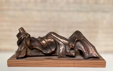 Christian ODDOUX (1947-2022),"Le rêveur", bronze patiné, 2000, H : 10 cm, L : 30 cm...
