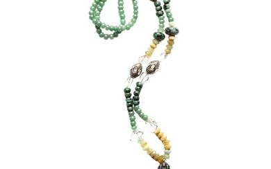 Clarissa Bronfman Opal Jade Moonstone Diamond Antique Moroccan Pendant Necklace