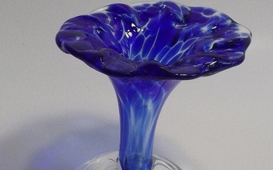 Cobalt hand blown Flower Glass Vase