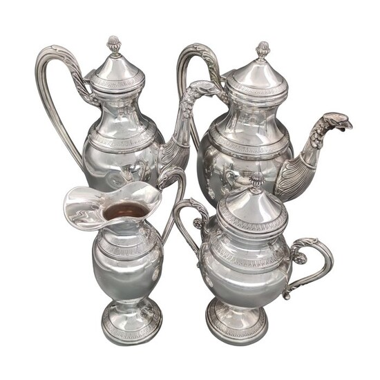 Coffee and tea service (4) - .800 silver - Italy - Second half 20th century