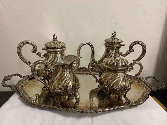 Coffee and tea service (6) - .800 silver - Italy - Mid 20th century