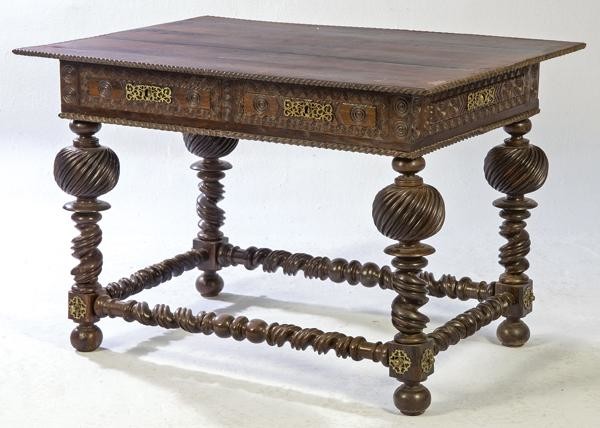 Coffee table in carved and turned rosewood