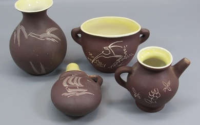 Collection of 4 Early Israeli Ceramic Items Made by Lapid