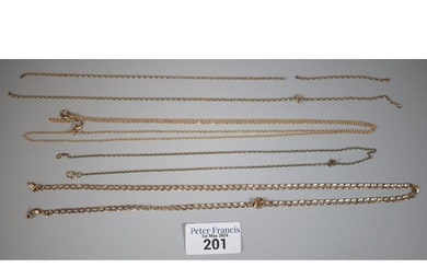 Collection of 9ct gold and other chains. 8g approx. (B.P....