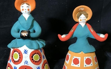 Collection of Painted Ceramic Russian Figurines