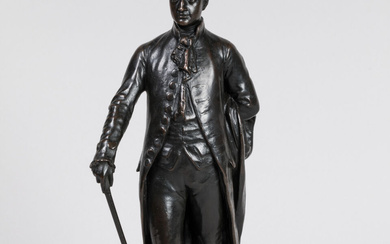 D'après Ernst WAEGENER (1854/57 - 1919/21). "Portrait de Goethe en pied", sujet en bronze...
