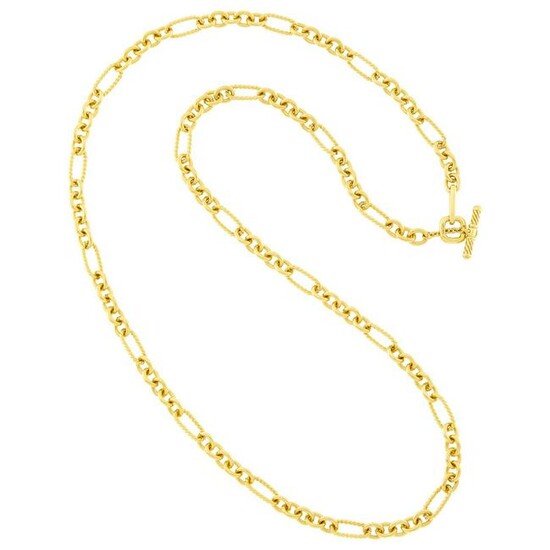 David Yurman Long Gold Chain Necklace with Toggle Clasp