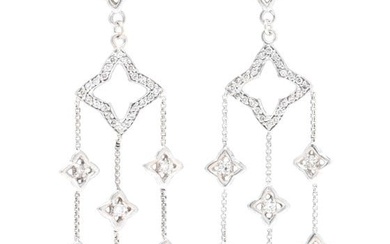 David Yurman Sterling Silver Diamond Quatrefoil Chandelier Earrings