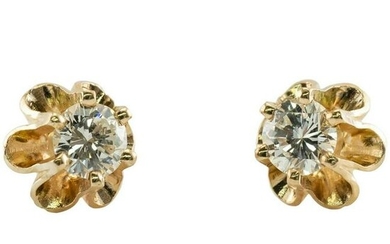 Diamond Earrings Studs 14K Gold Vintage .50 TDW