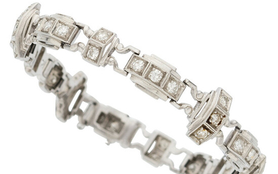 Diamond, Platinum Bracelet Stones: Single-cut diamonds weighing a total...