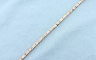 Diamond and Mother of Pearl Inlay Tennis Bracelet in 14k Rose Gold
