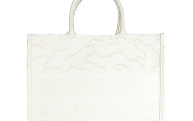 Dior White Camouflage Embroidery Large Book Tote