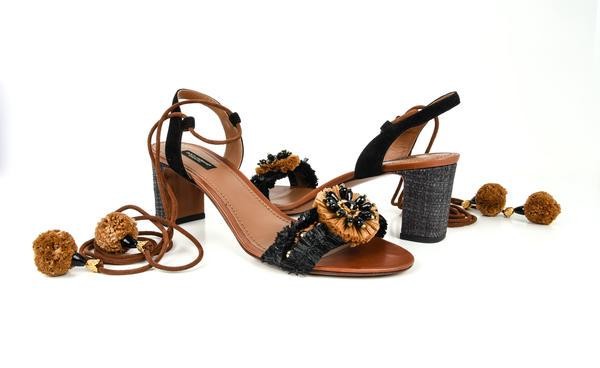 Dolce&Gabbana Shoe Rafia | Leather Ankle Tie Black |