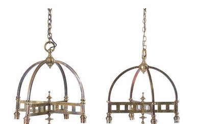 ENGLISH MATCHED PAIR OF AESTHETIC MOVEMENT CEILING LIGHTS, CIRCA 1890