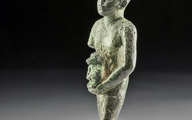 Egyptian Leaded Bronze Priest of Thoth w/ Baboon Effigy