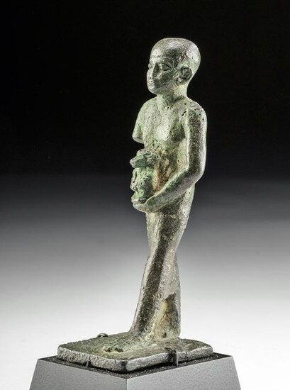 Egyptian Leaded Bronze Priest of Thoth w/ Baboon Effigy