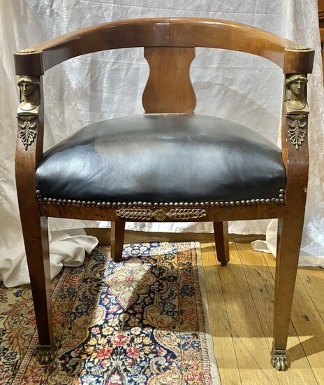 Empire wood chair with ormolu, c1945