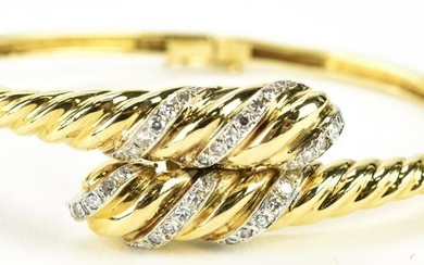 Estate 14kt Yellow Gold & Diamond Bypass Bracelet