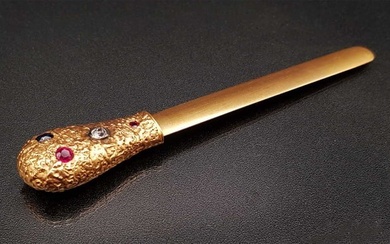 FABERGE - GOLD LETTER OPENER w. DIAMOND, SOTHEBY's
