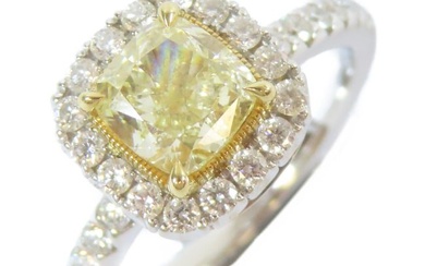 FINE JEWELRY 1.28ct Yellow Diamond Ring 18K White Gold US#5.5