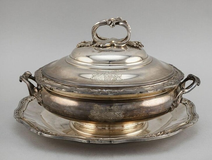 FRENCH .950 SILVER COVERED TUREEN AND UNDERPLATE Paris