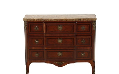 FRENCH KINGWOOD MARBLE TOP COMMODE HAVING BRONZE MOUNTS