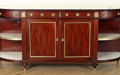 FRENCH MAHOGANY MARBLE TOP SIDEBOARD LOUIS XVI