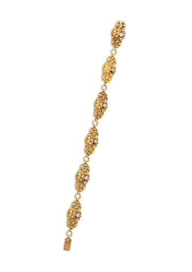 FRENCH, YELLOW GOLD AND DIAMOND BRACELET