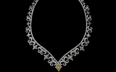 Fancy Diamond and 18K Pendant Necklace