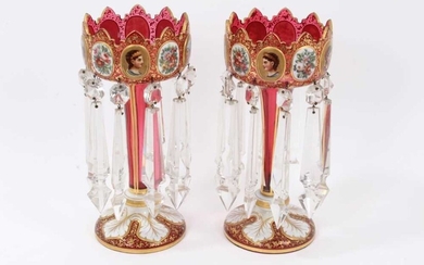 Fine pair of Bohemian glass lustres