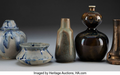 Five French Glazed Ceramic Vases (late 19th century and later)