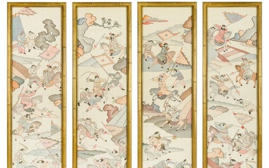 Four Chinese kesi panels, late 19th century