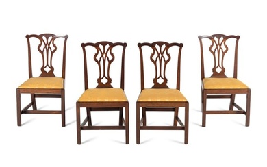 Four George III Style Carved Mahogany Side Chairs
