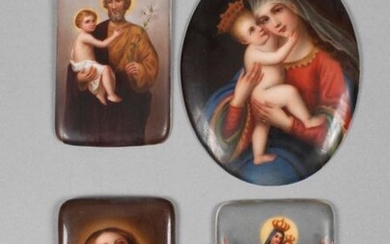 Four religious picture plates