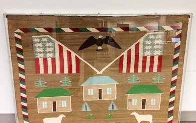 Framed and Mounted Navajo Patriotic Pictorial Weaving