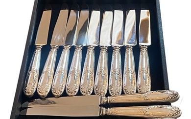 Française - Dessert service (12) - Couteaux - Silver-plated