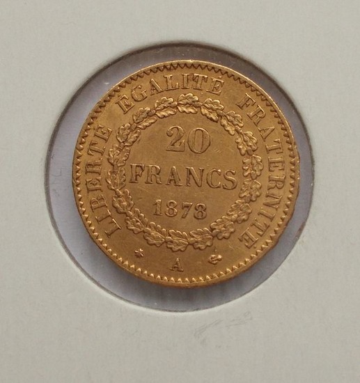 France - 20 Francs 1878-A Génie - Gold