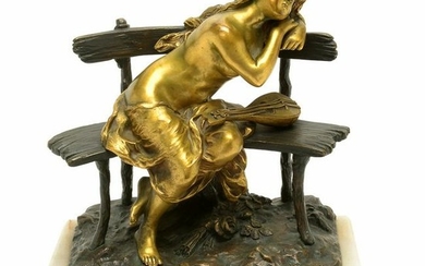 French Art Nouveau DorÃˆ Bronze Sculpture of a Female