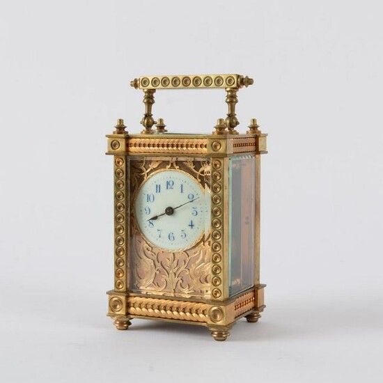 French Gilt Brass Carriage Clock, 19th c.